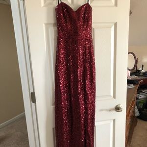 Long formal burgundy gown
